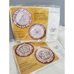 Lot 2 Craft KIT Vintage embroidery &‎ cross stitch kit hoop lace grandma